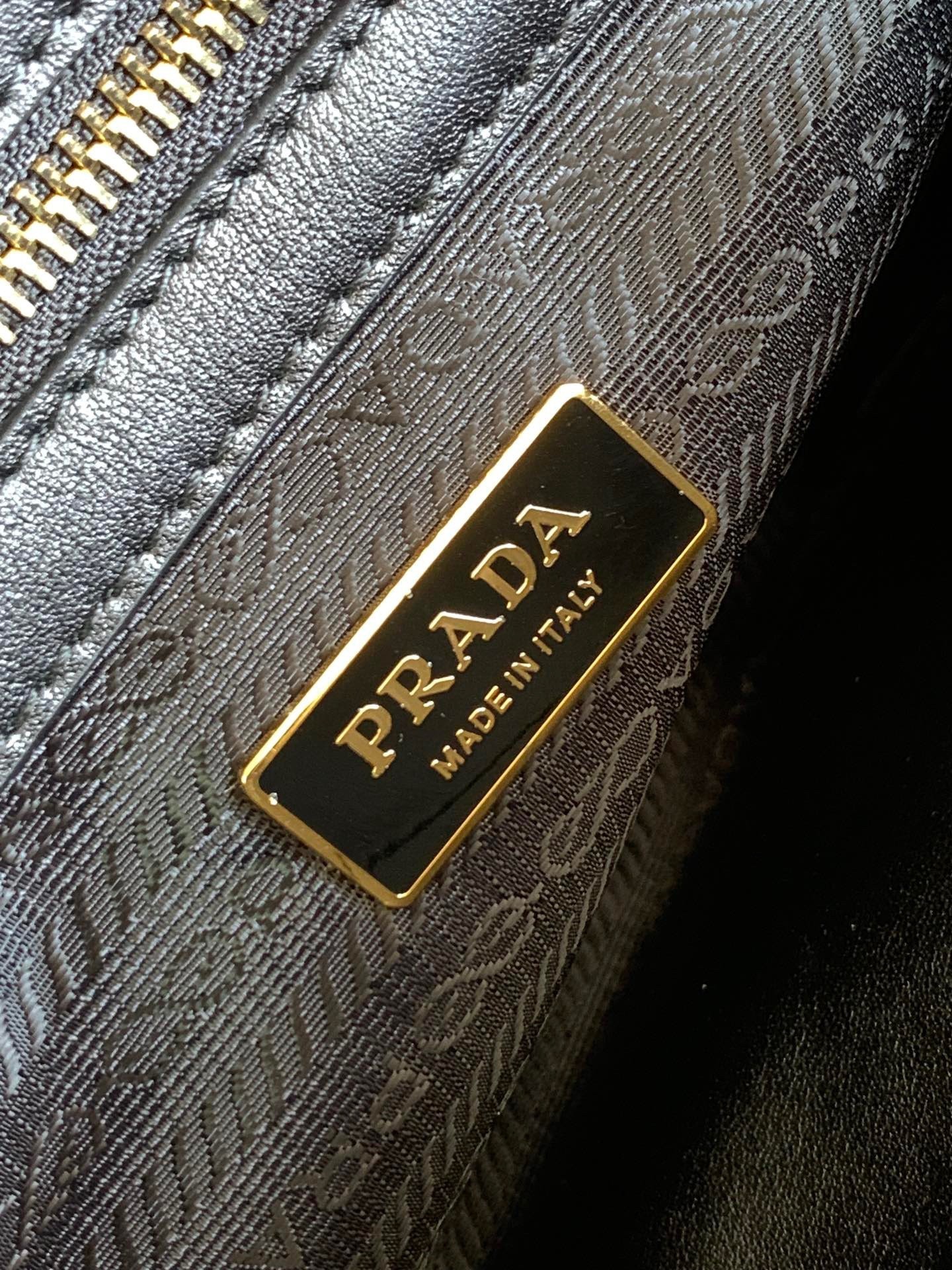 Prada Symbole Small Bag In Black/Beige Jjacquard Fabric 920