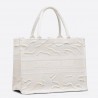 Dior Small Book Tote In White Camouflage Embroidered Canvas 053