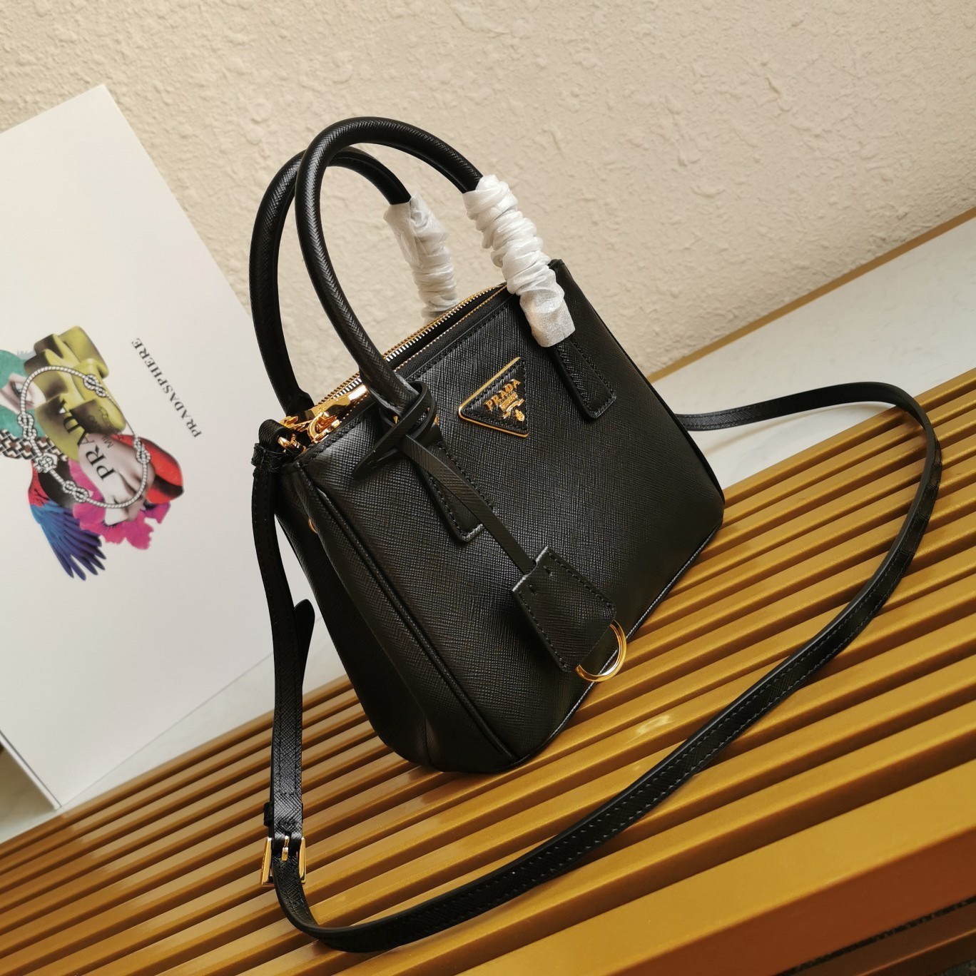 Prada Mini Galleria Bag In Black Saffiano Leather 943