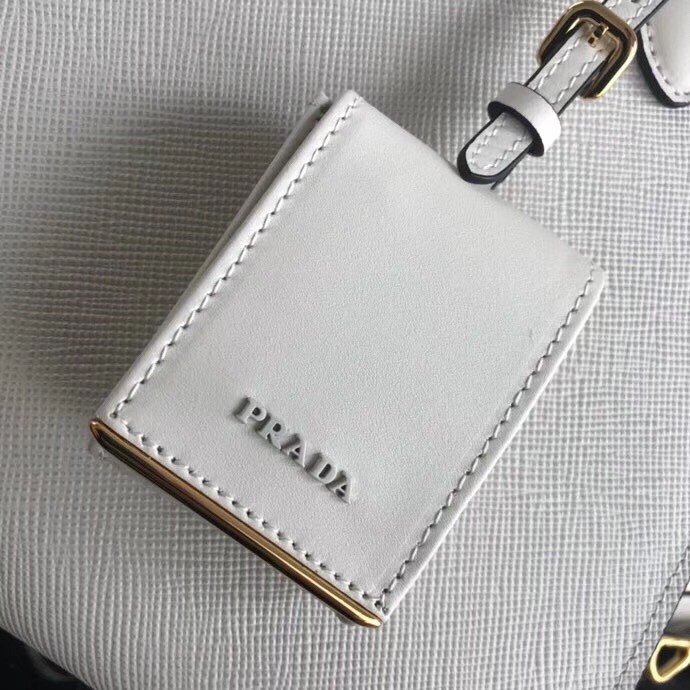 Prada Large Monochrome Bag In White Saffiano Leather 462