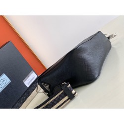 Prada Triangle Shoulder Bag In Black Saffiano Calfskin 667