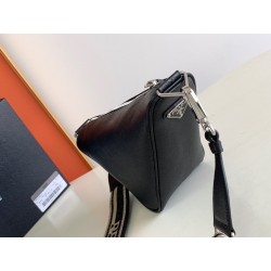 Prada Triangle Shoulder Bag In Black Saffiano Calfskin 667