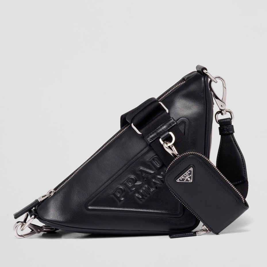 Prada Triangle Shoulder Bag In Black Leather 806