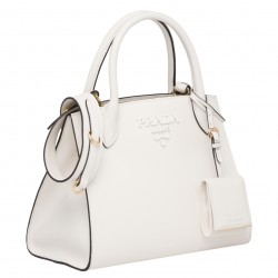 Prada Monochrome Bag In White Saffiano Leather 193