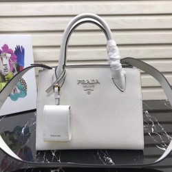 Prada Monochrome Bag In White Saffiano Leather 193