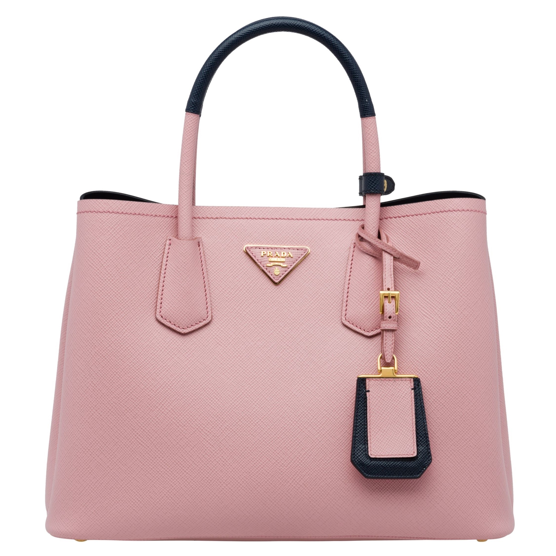 Prada Bicolor Double Medium Pink Saffiano Bag 389