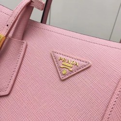 Prada Bicolor Double Medium Pink Saffiano Bag 389