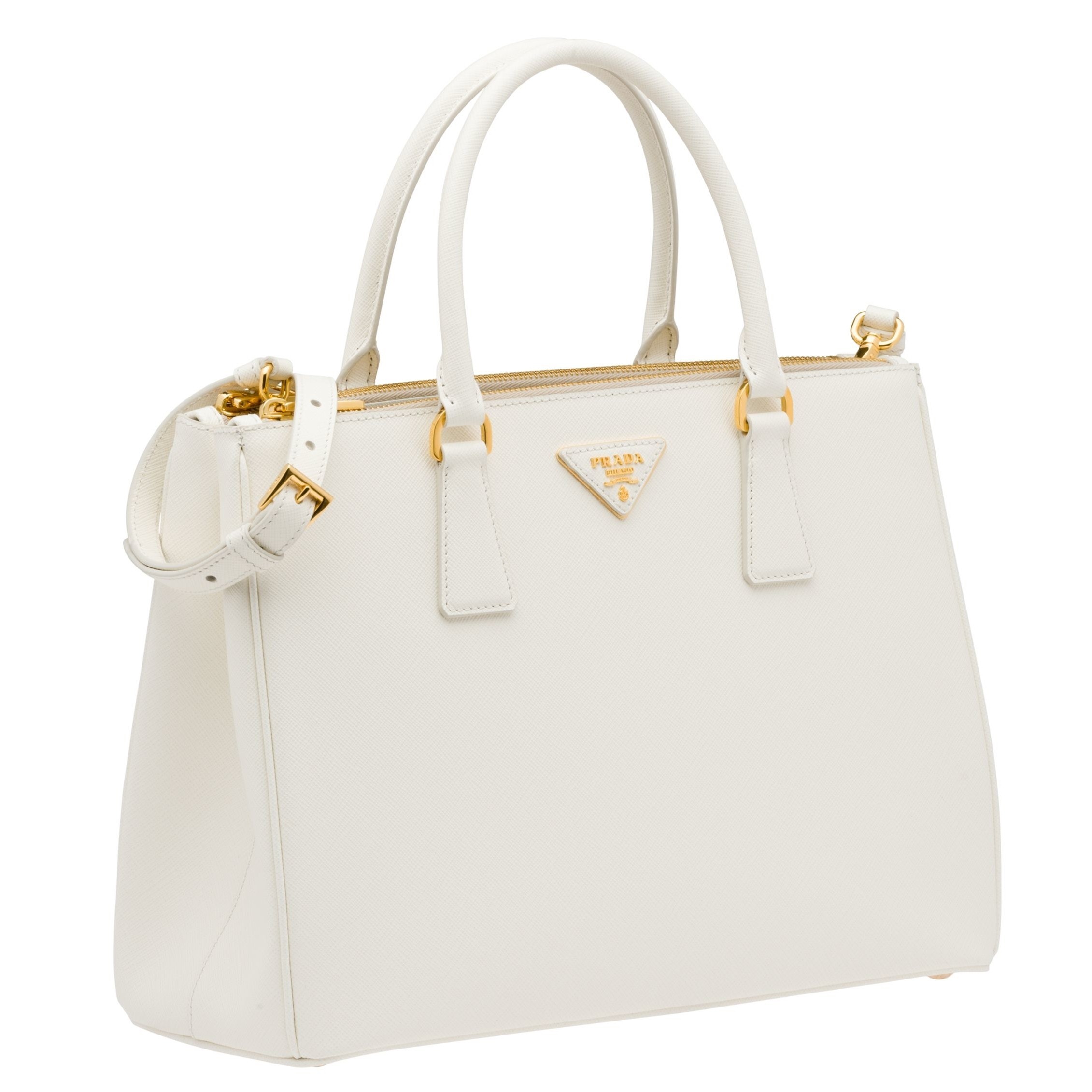 Prada Medium Galleria Bag In White Saffiano Leather 241