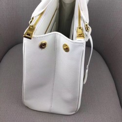 Prada Medium Galleria Bag In White Saffiano Leather 241