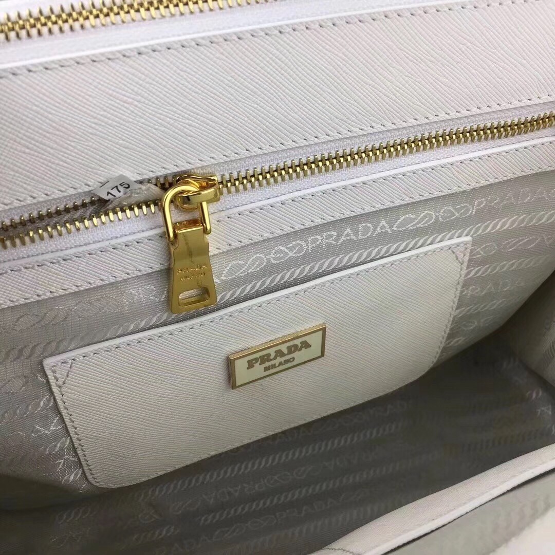 Prada Medium Galleria Bag In White Saffiano Leather 241