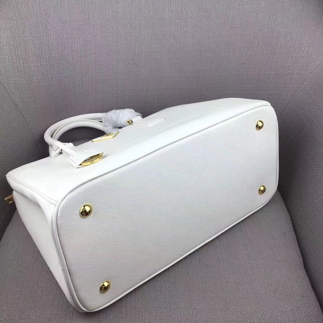 Prada Medium Galleria Bag In White Saffiano Leather 241