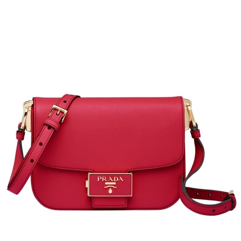 Prada Embleme Bag In Red Saffiano Leather  266