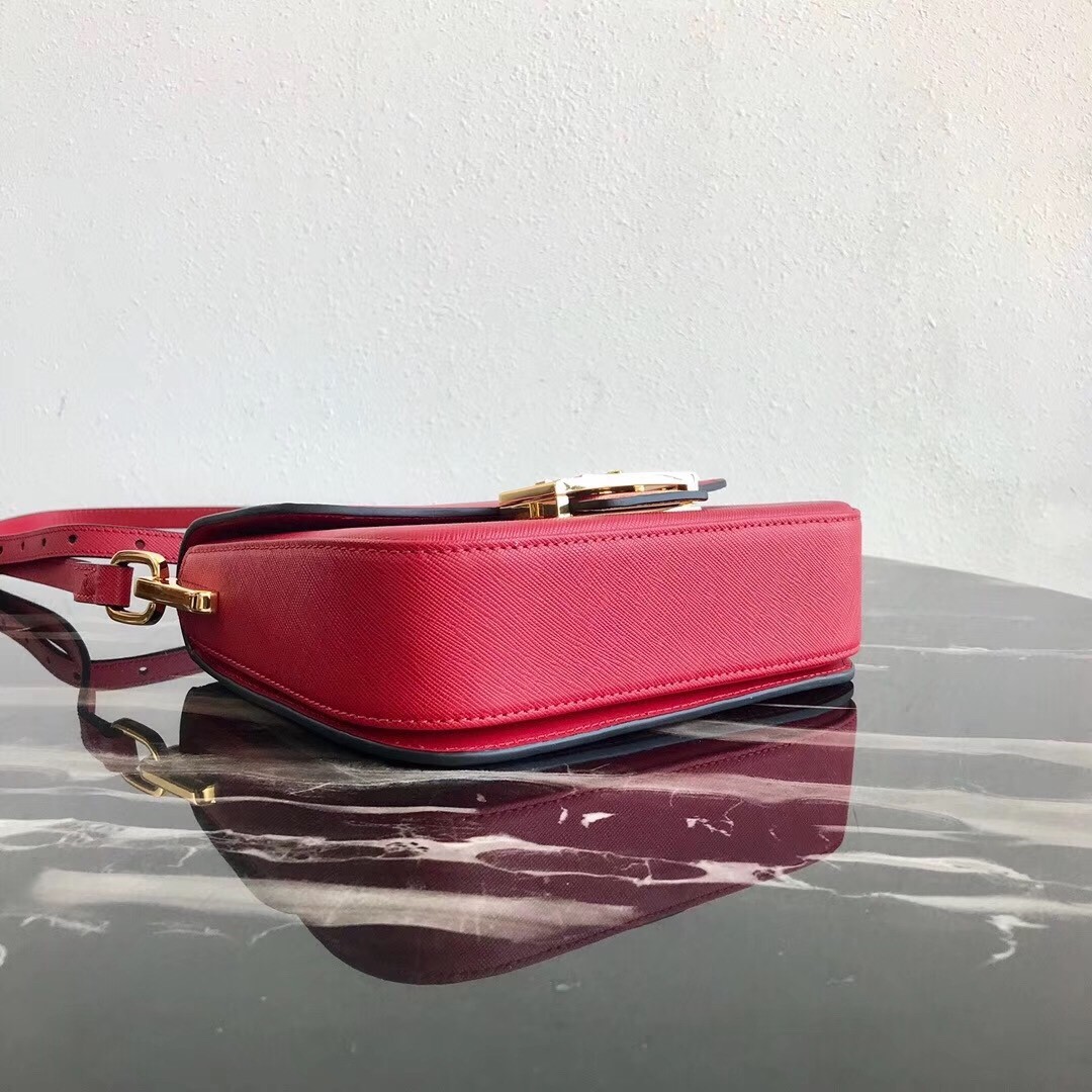 Prada Embleme Bag In Red Saffiano Leather  266