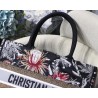 Dior Small Book Tote In Black Camouflage With Flowers 973