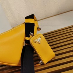 Prada Triangle Shoulder Bag In Yellow Leather 228