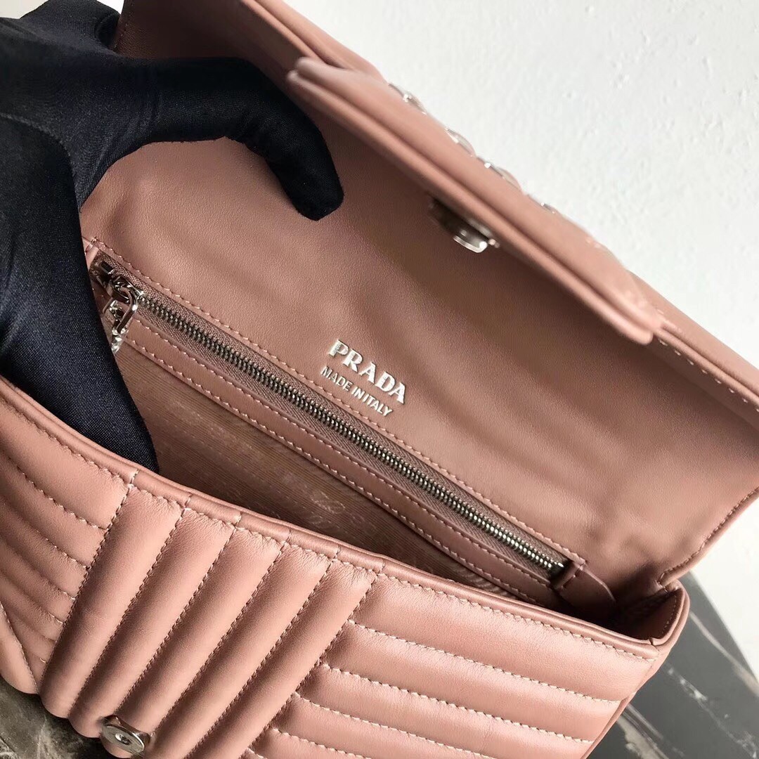 Prada Diagramme Flap Bag In Nude Calfskin 636