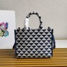 Prada Symbole Small Bag In White/Blue Jjacquard Fabric 944