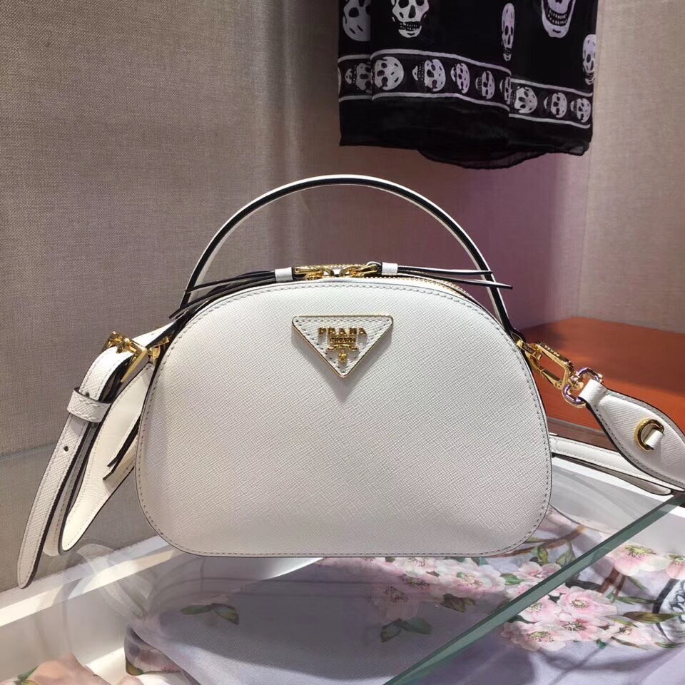 Prada Odette White Saffiano Leather Bag 960