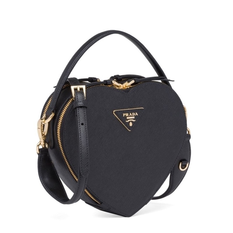 Prada Odette Heart Bag In Black Saffiano Leather 985