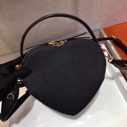 Prada Odette Heart Bag In Black Saffiano Leather 985