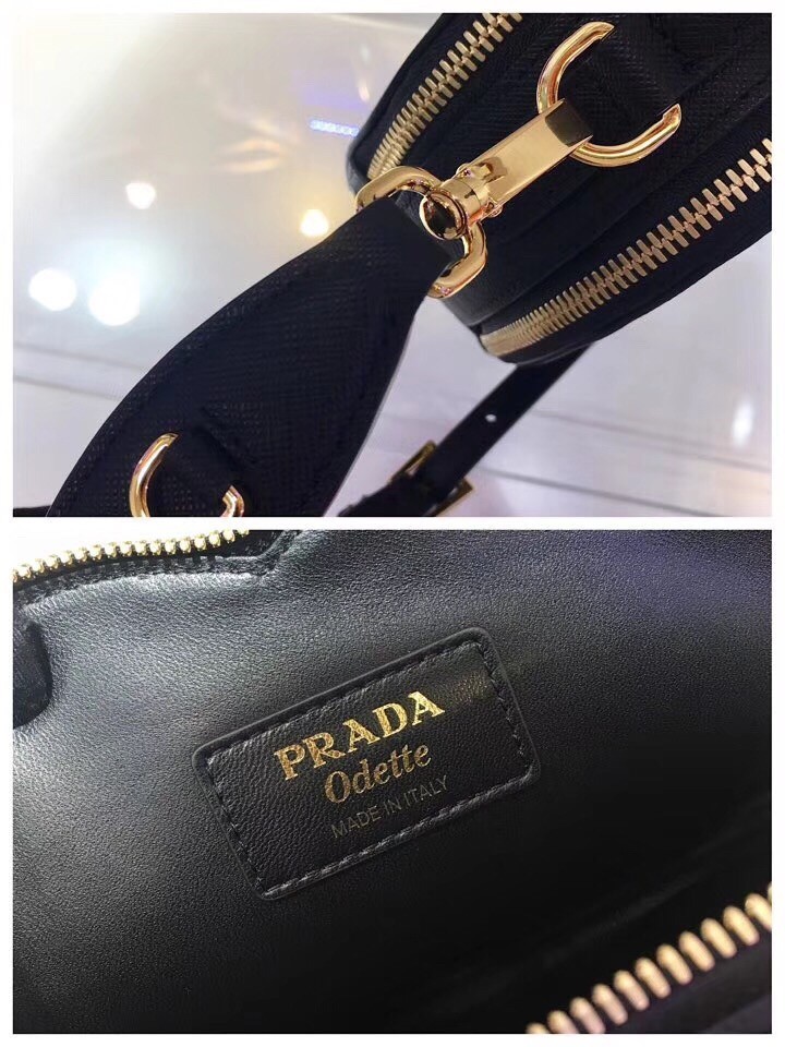 Prada Odette Heart Bag In Black Saffiano Leather 985