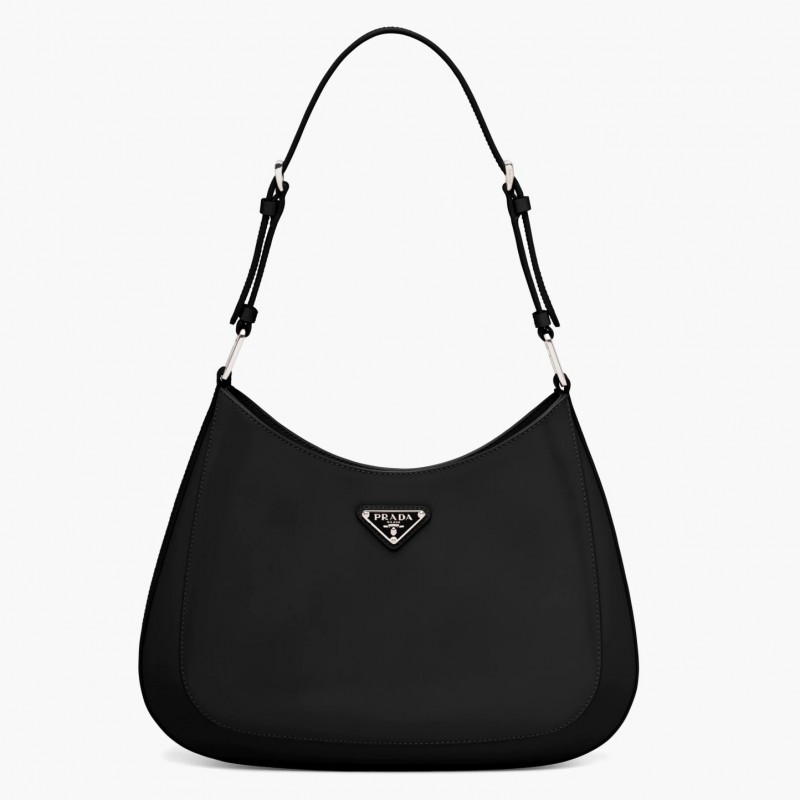 Prada Cleo Large Shoulder Bag In Black Brushed Leather  958