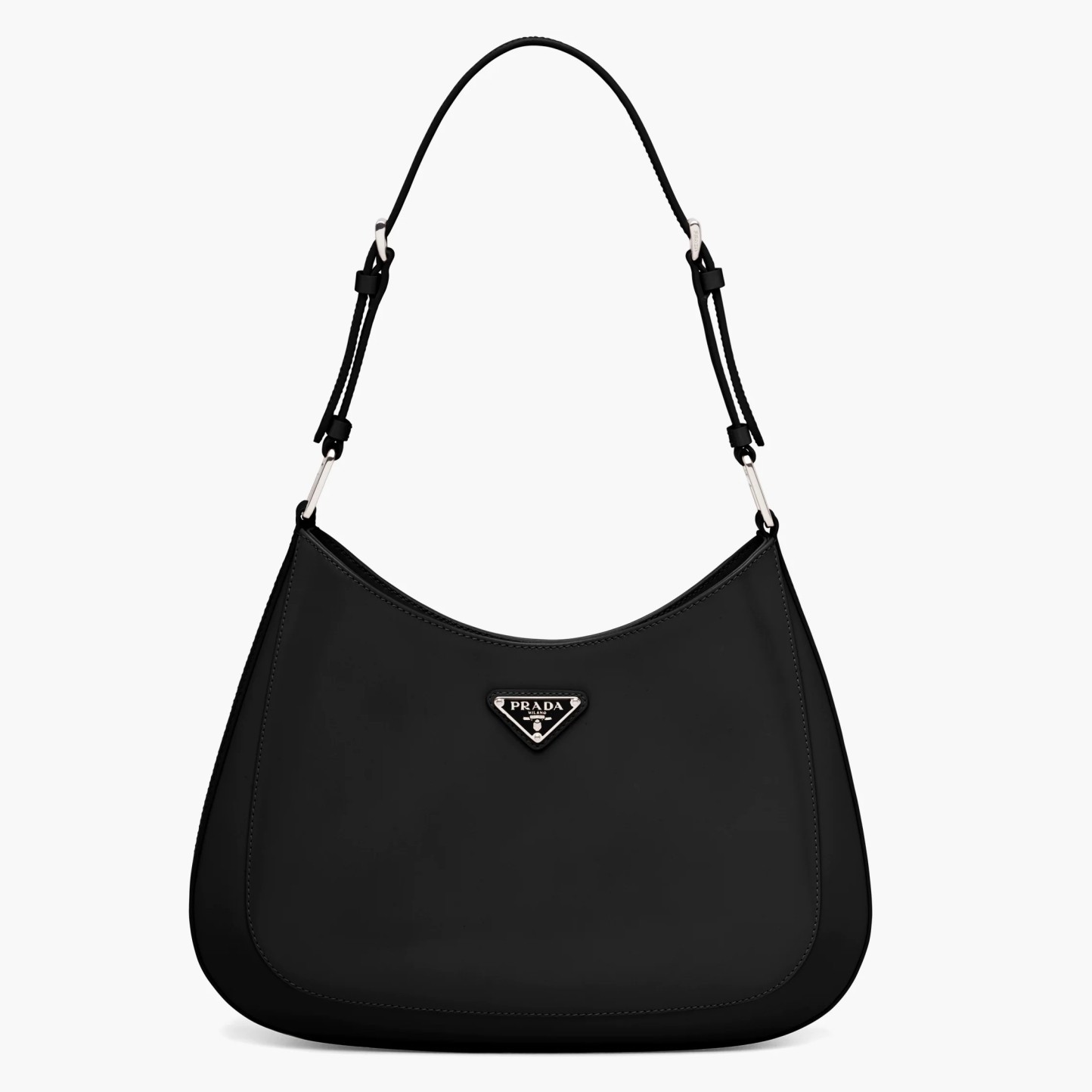 Prada Cleo Large Shoulder Bag In Black Brushed Leather  958