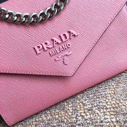 Prada Monochrome Flap Bag In Petal Pink Saffiano Leather 337