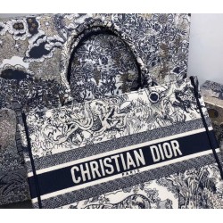 Dior Small Book Tote In Blue Toile De Jouy Canvas 139