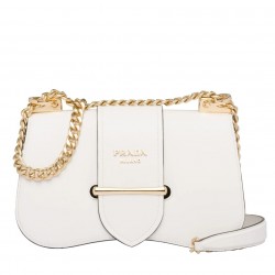 Prada Sidonie Shoulder Bag In White Calfskin 605