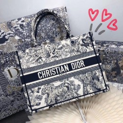 Dior Small Book Tote In Blue Toile De Jouy Canvas 139