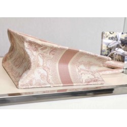 Dior Small Book Tote In Pink Toile De Jouy Canvas 157