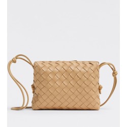 Bottega Veneta Small Loop Bag In Beige Intrecciato Lambskin 787