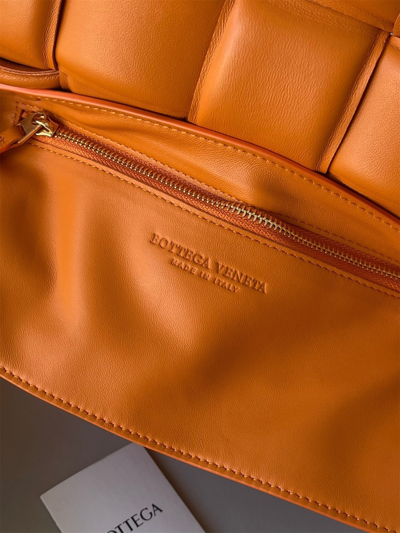 Bottega Veneta Padded Cassette Bag In Orange Lambskin 621