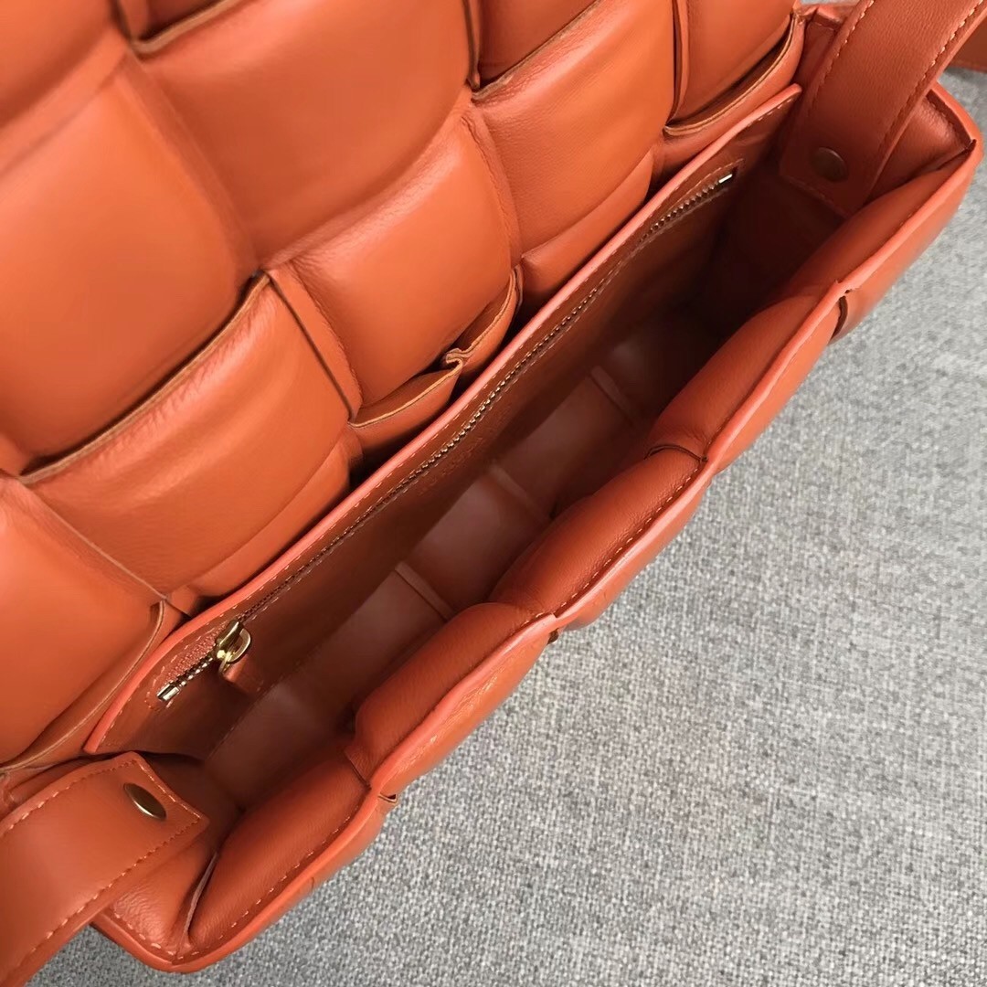 Bottega Veneta Padded Cassette Bag In Orange Calfskin 037