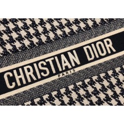 Dior Book Tote Bag In Houndstooth Embroidery Canvas 226