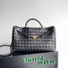 Bottega Veneta Andiamo Small East/West Bag In Black Intrecciato Lambskin 362