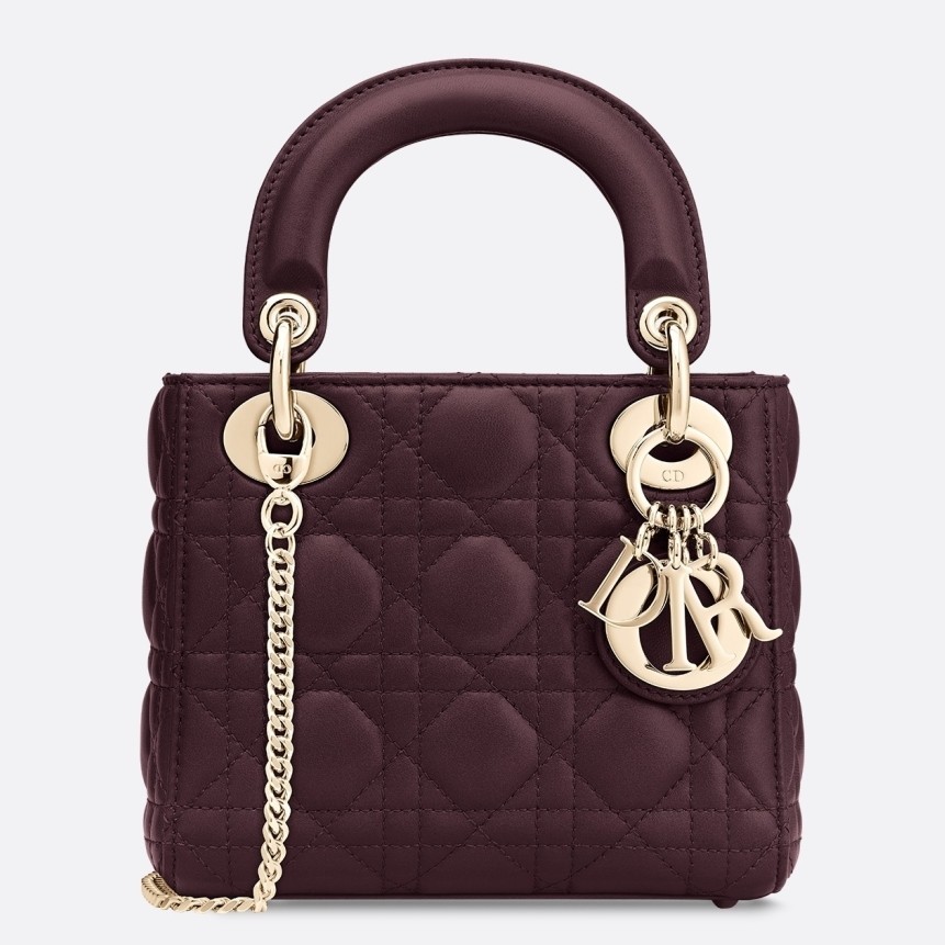 Dior Mini Lady Dior Bag In Bordeaux Lambskin 289