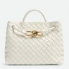 Bottega Veneta Small Andiamo Bag In White Intrecciato Lambskin 330