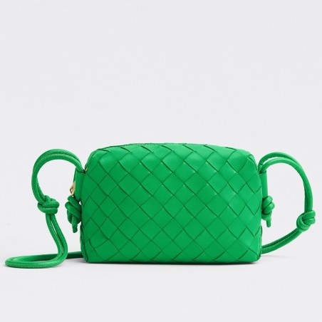 Bottega Veneta Mini Loop Bag In Green Intrecciato Lambskin 366