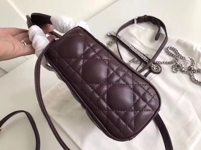 Dior Mini Lady Dior Bag In Bordeaux Lambskin 289