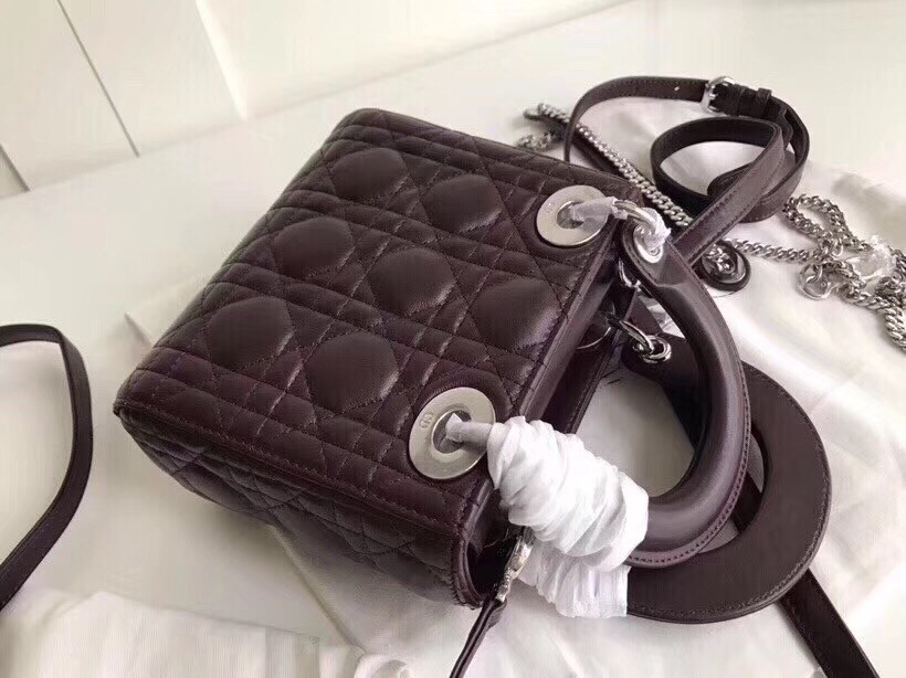 Dior Mini Lady Dior Bag In Bordeaux Lambskin 289