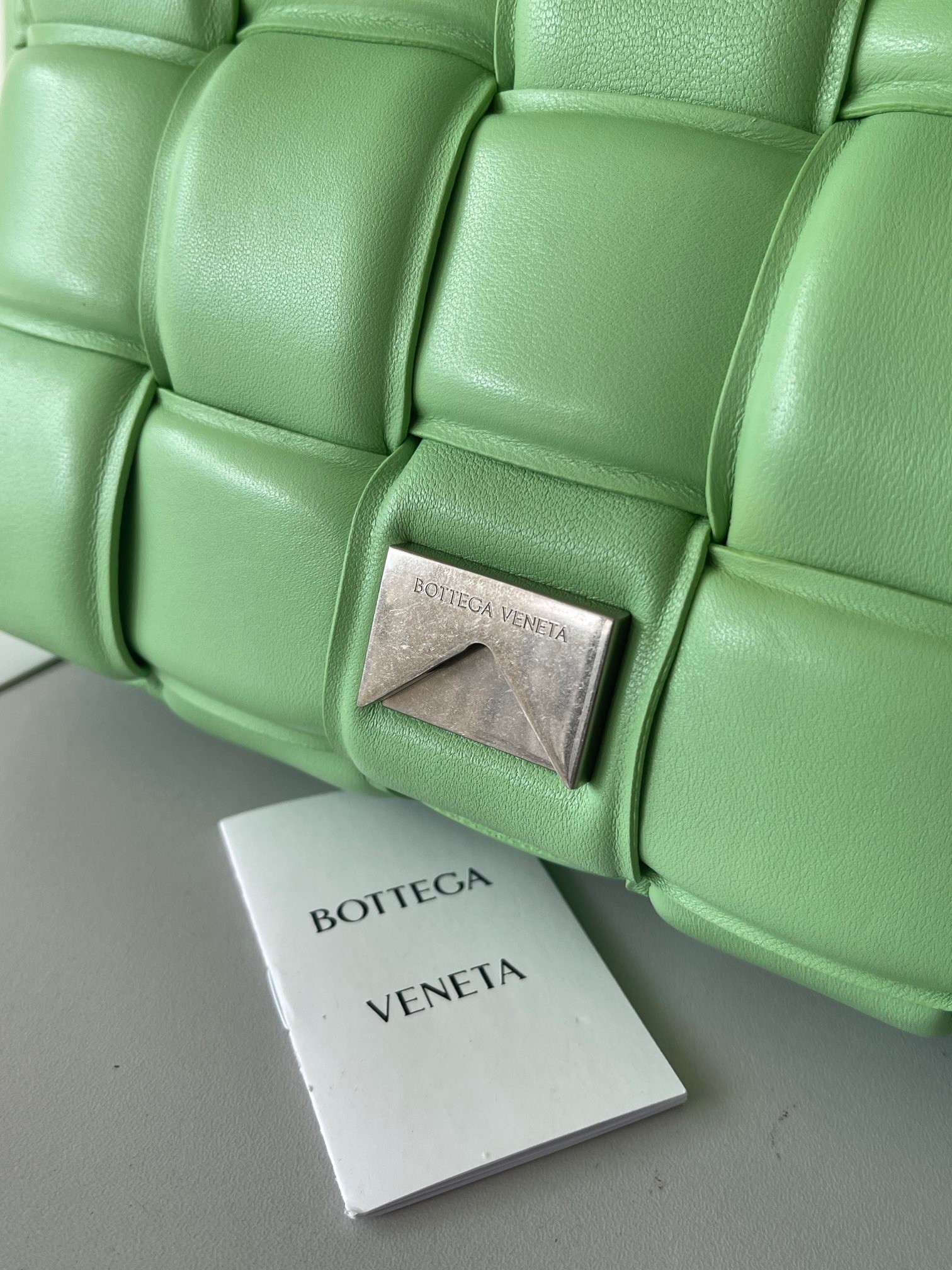 Bottega Veneta Padded Cassette Bag In Acid Green Lambskin 226