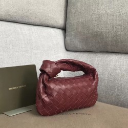 Bottega Veneta Mini BV Jodie Bag In Bordeaux Woven Leather 937