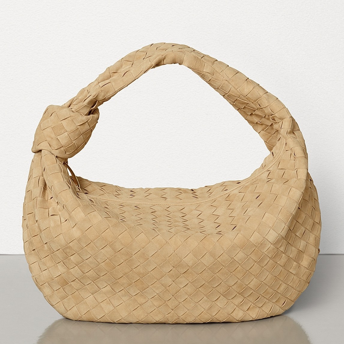 Bottega Veneta Large BV Jodie Bag In Sand Woven Suede 323