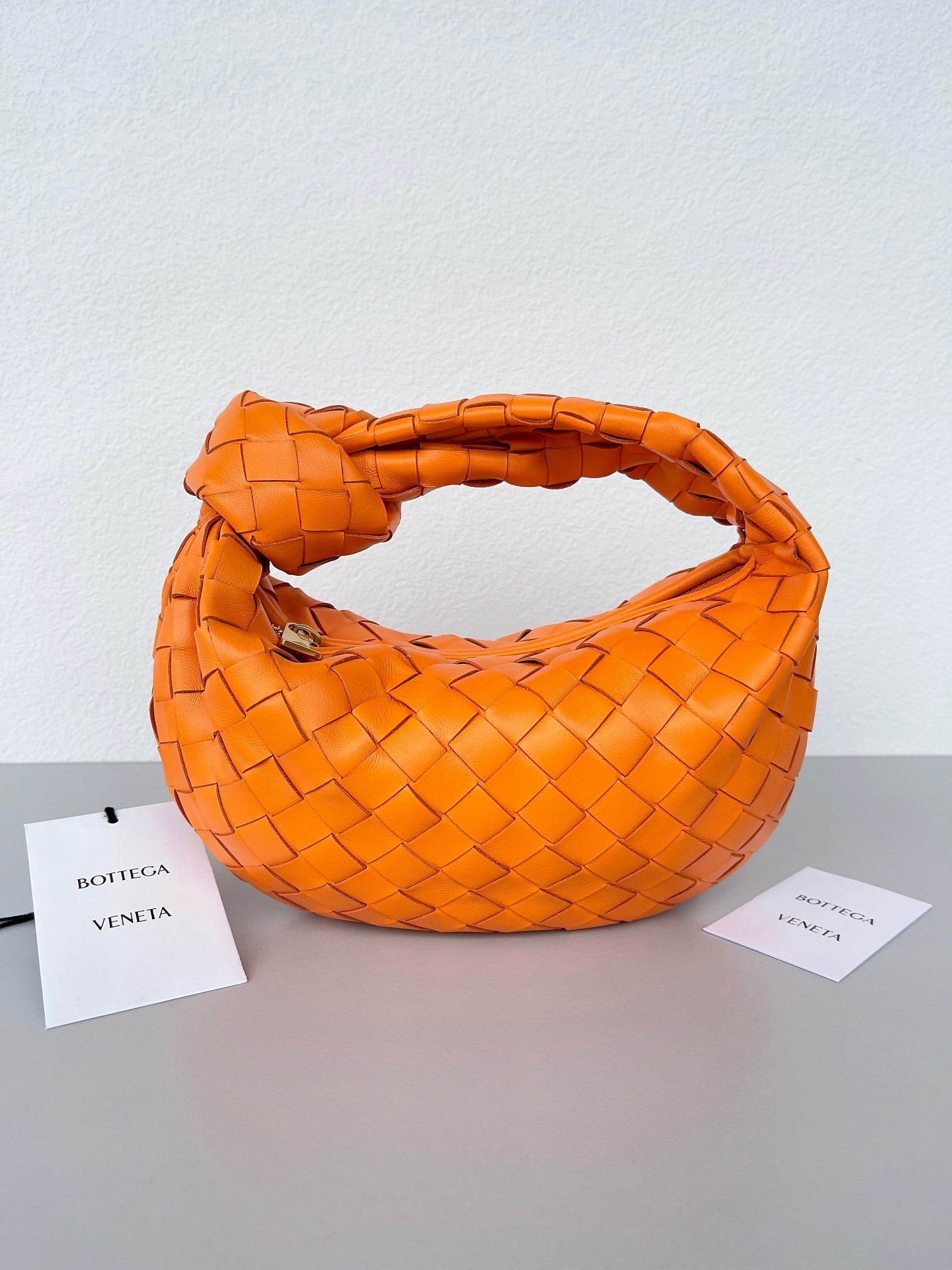 Bottega Veneta BV Jodie Mini Bag In Orange Intrecciato Lambskin 936