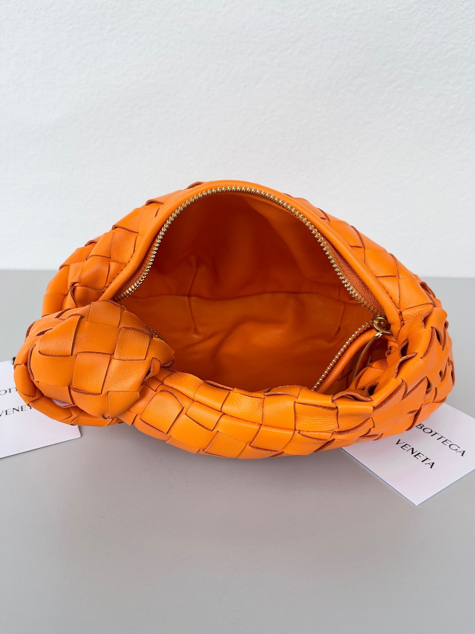 Bottega Veneta BV Jodie Mini Bag In Orange Intrecciato Lambskin 936