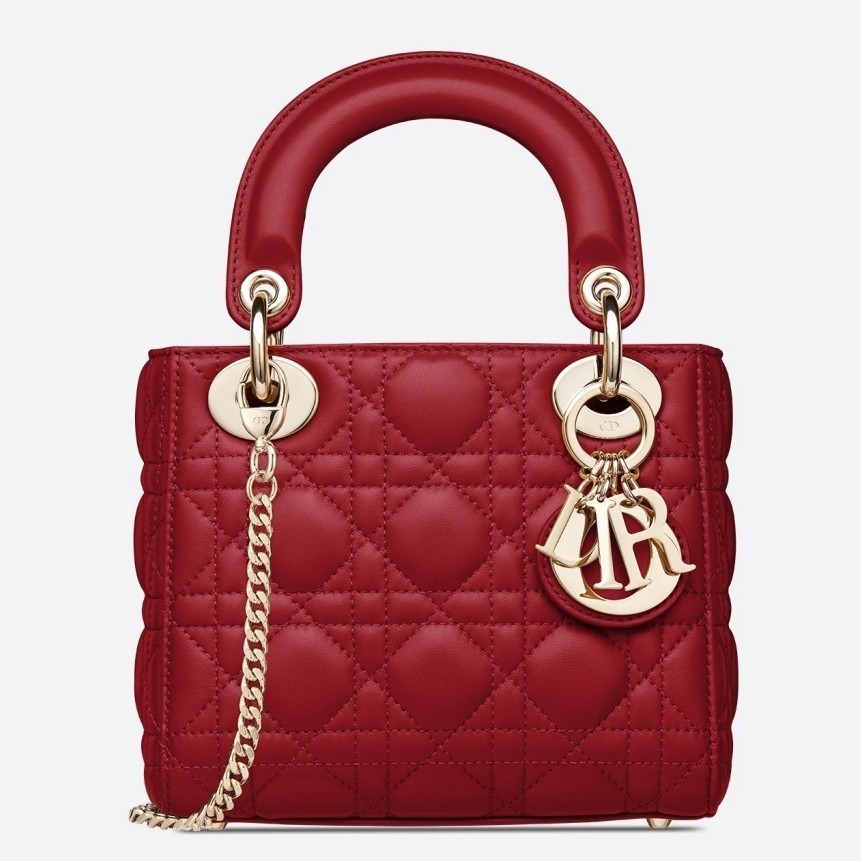 Dior Mini Lady Dior Bag In Red Lambskin 600