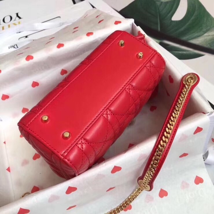 Dior Mini Lady Dior Bag In Red Lambskin 600