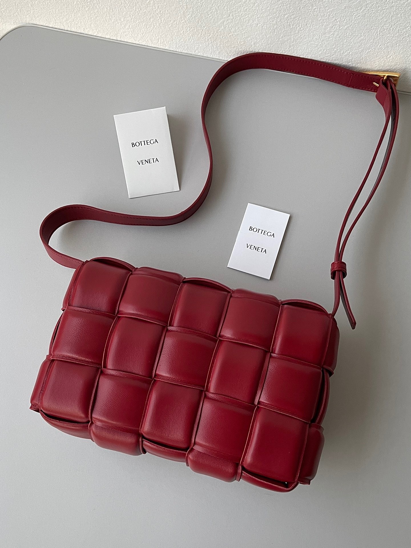 Bottega Veneta Padded Cassette Bag In Dard Red Lambskin 590